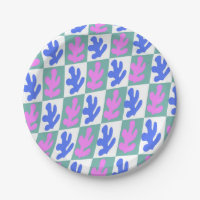 Abstract Matisse Inspired Leaf Plant Chequered   