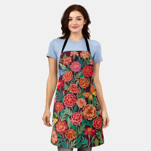 Abstract Matisse Marigolds Butterflies Apron
