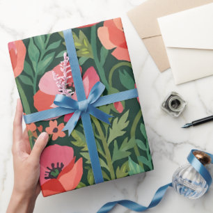 Abstract Matisse Poppies Butterfly Wrapping Paper