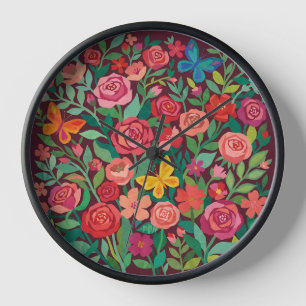 Abstract Matisse Roses Butterflies Art Clocks