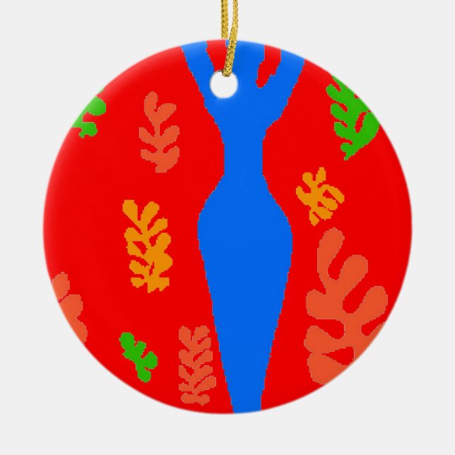 Abstract Matisse Style Shapes Ceramic Tree Decoration (Front)