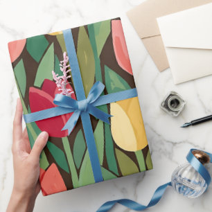Abstract Matisse Tulip Butterfly Wrapping Paper