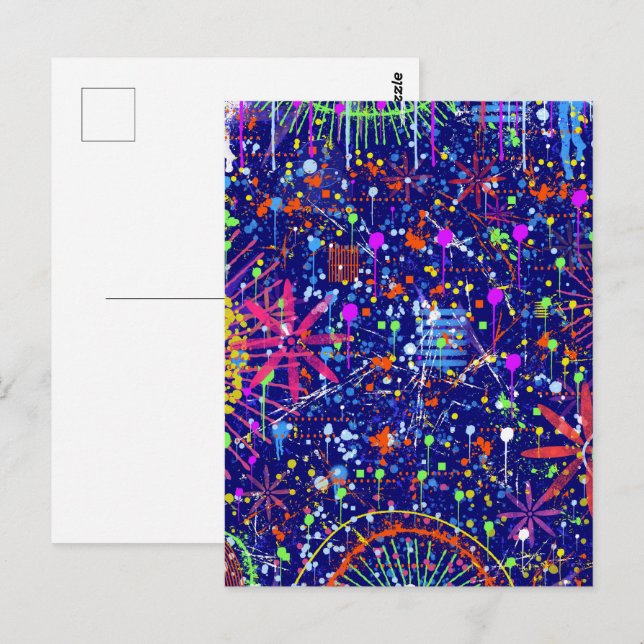 Abstract Maximalism: Ferris Wheel at Night Postcard (Front/Back)