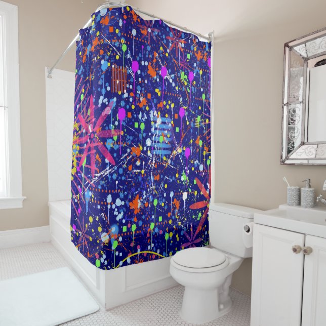 Abstract Maximalism: Ferris Wheel at Night Shower Curtain (In Situ)