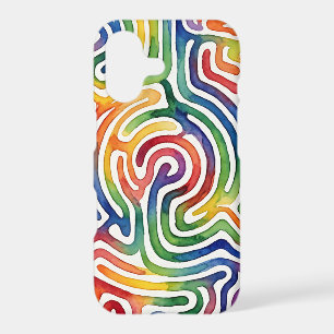 Abstract Maze Rainbow Watercolor iPhone Cases