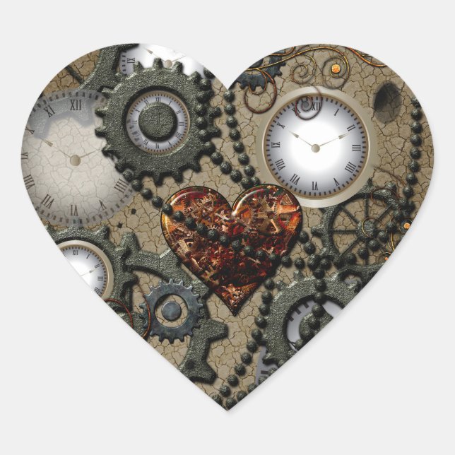 Abstract mechanical design heart sticker (Front)