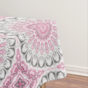 Abstract Medallion Design in Pink and Grey Tablecloth