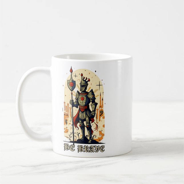 Abstract Mediaeval Knight Embrace Bravery  Coffee Mug (Left)