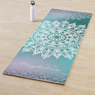Abstract Meditation Flower Name Jade Green Mandala Yoga Mat