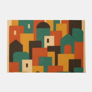 Abstract Mediterranean Village Geometric Doormat