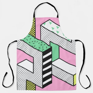 Abstract Memphis: 80s geometric shapes. Apron