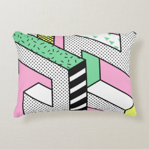 Abstract Memphis: 80s geometric shapes. Decorative Cushion