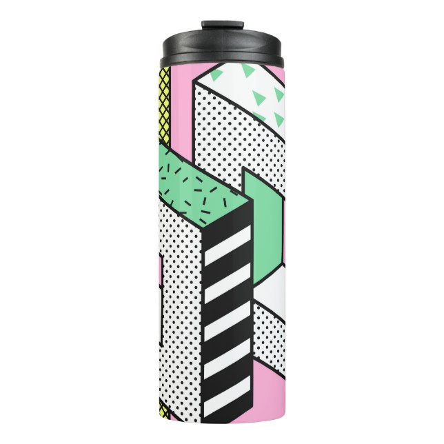 Abstract Memphis: 80s geometric shapes. Thermal Tumbler (Front)