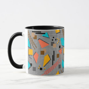 Abstract memphis geometrical shapes patches retro mug