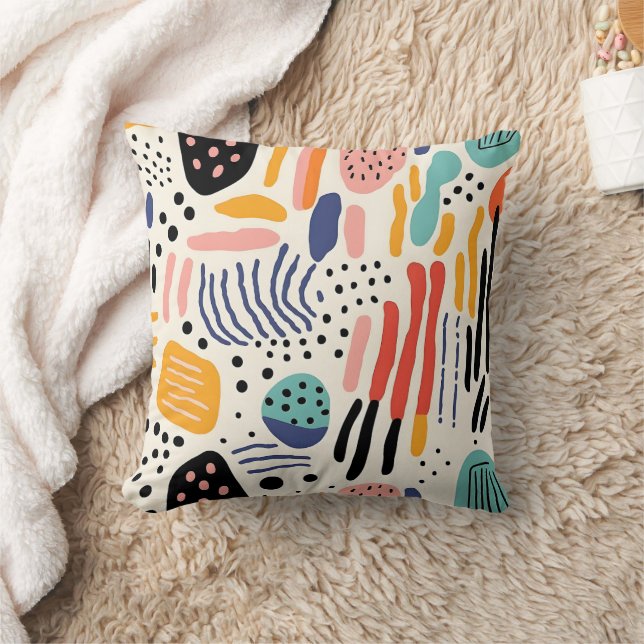 Abstract Memphis Organic Shapes Pattern Cushion (Blanket)