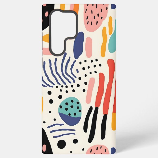 Abstract Memphis Organic Shapes Pattern Samsung Galaxy S22 Ultra Case (Back)