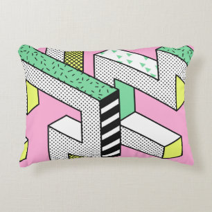 Abstract Memphis Seamless Patterns with 3d Geometr Decorative Cushion