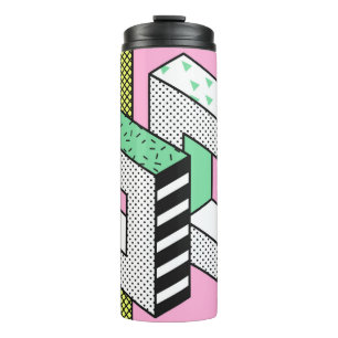 Abstract Memphis Seamless Patterns with 3d Geometr Thermal Tumbler