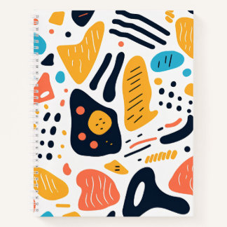 Abstract Memphis Style Organic Shapes Pattern Notebook