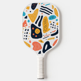Abstract Memphis Style Organic Shapes Pattern Pickleball Paddle