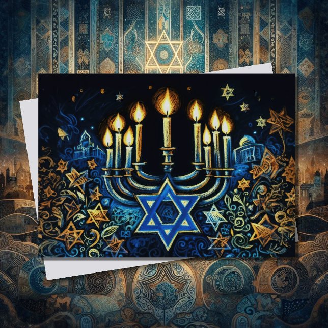 Abstract Menorah Happy Hanukkah Holiday Card (Creator Uploaded)