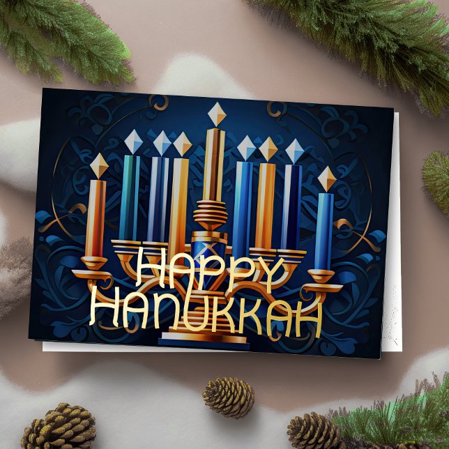 Abstract Menorah Happy Hanukkah Holiday Card (Creator Uploaded)