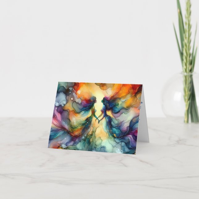 ABSTRACT MERMAIDS VIBRANT ALCOHOL INK  CARD (Front)