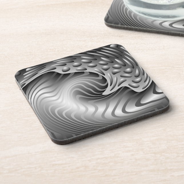 Abstract Metal Print Cork Coaster (Left Side)