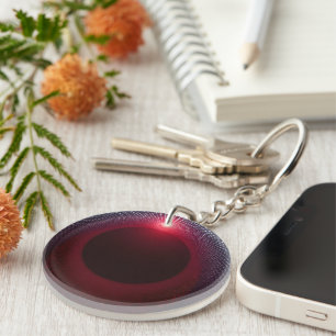 Abstract Metallic Echo Chamber with Red Soundwave Key Ring