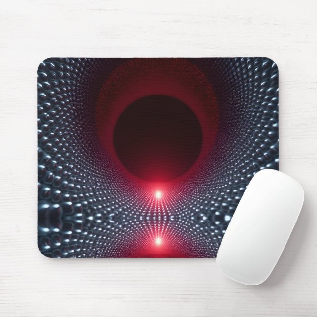 Abstract Metallic Echo Chamber with Red Soundwave Mouse Mat (With Mouse)