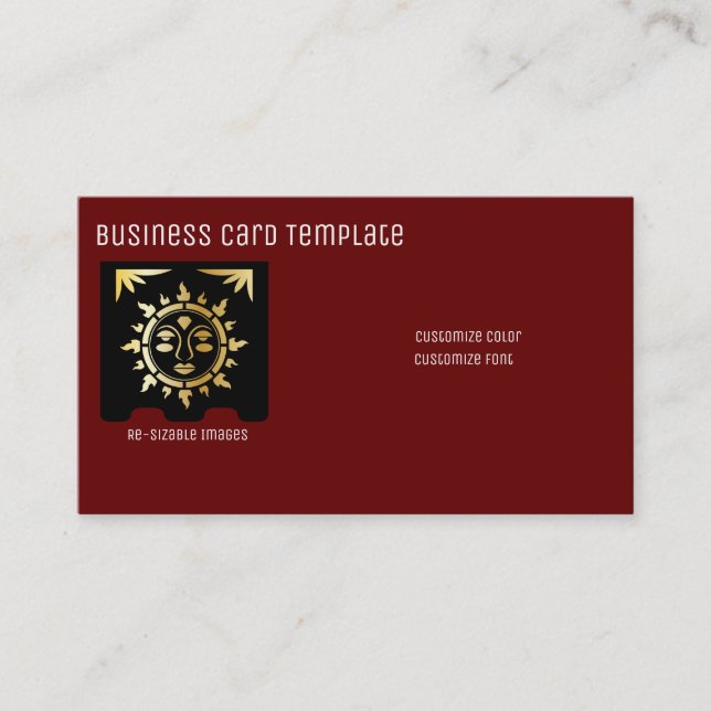 Abstract Metallic Gold Sun Aztec Business Card (Front)