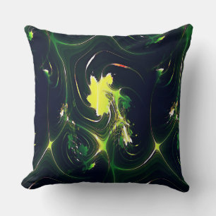 Abstract metallic leaf with flashy traces, on dark cushion