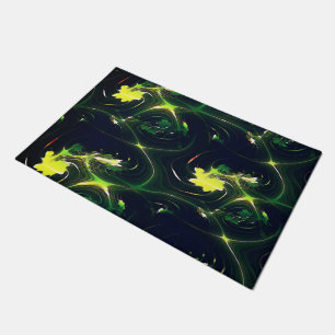 Abstract metallic leaf with flashy traces, on dark doormat
