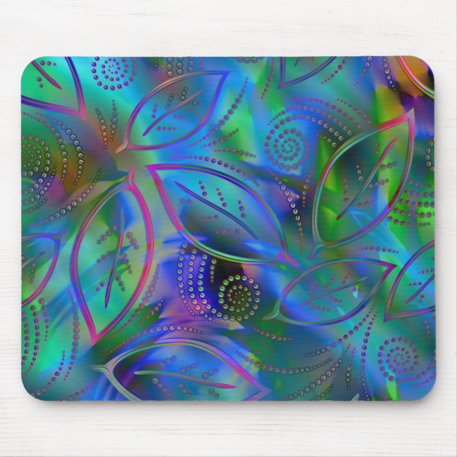 Abstract Metallic Leaves Mouse Mat (Front)