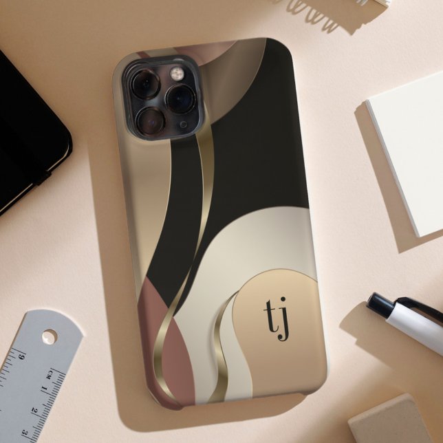 Abstract Metallic Pattern with Monogram iPhone Case (Creator Uploaded)
