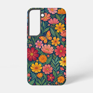 Abstract Mexican Flowers Butterflies Samsung Cases