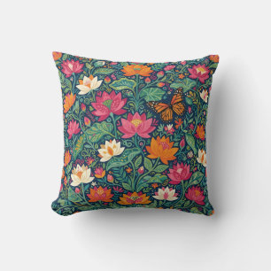 Abstract Mexican Lotus Butterfly Throw Pillow