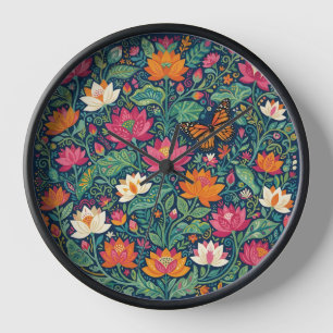 Abstract Mexican Lotus Monarch Art Clocks
