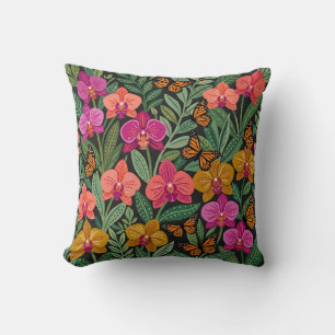 Abstract Mexican Orchid Butterflies Throw Pillow