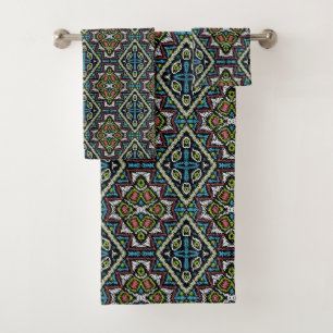 Abstract mexican tribal retro african ethno tradit bath towel set