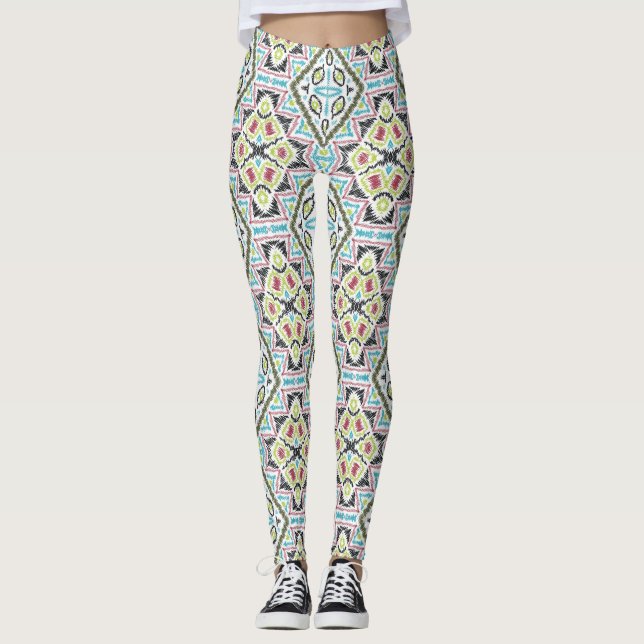 Abstract mexican tribal retro african ethno tradit leggings (Front)