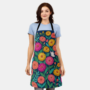 Abstract Mexican Zinnias Butterflies Apron