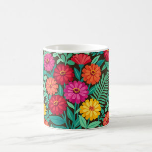 Abstract Mexican Zinnias Butterflies Coffee Mug