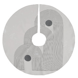 Abstract mid-century, geometric balance shapes brushed polyester tree skirt