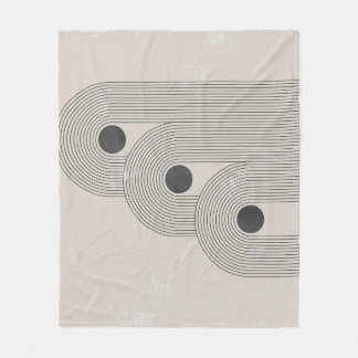 Abstract mid-century, geometric balance shapes fleece blanket