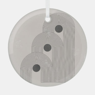 Abstract mid-century, geometric balance shapes glass tree decoration