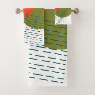 Abstract Mid-Century Modern  Bath Towel Set