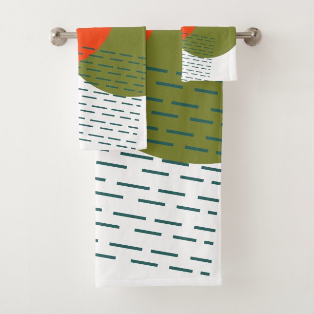Abstract Mid-Century Modern  Bath Towel Set (Insitu)