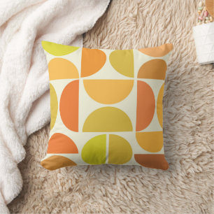 Abstract Mid century modern circles orange yellow  Cushion