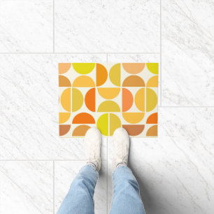 Abstract Mid Century Modern Circles Orange Yellow Doormat